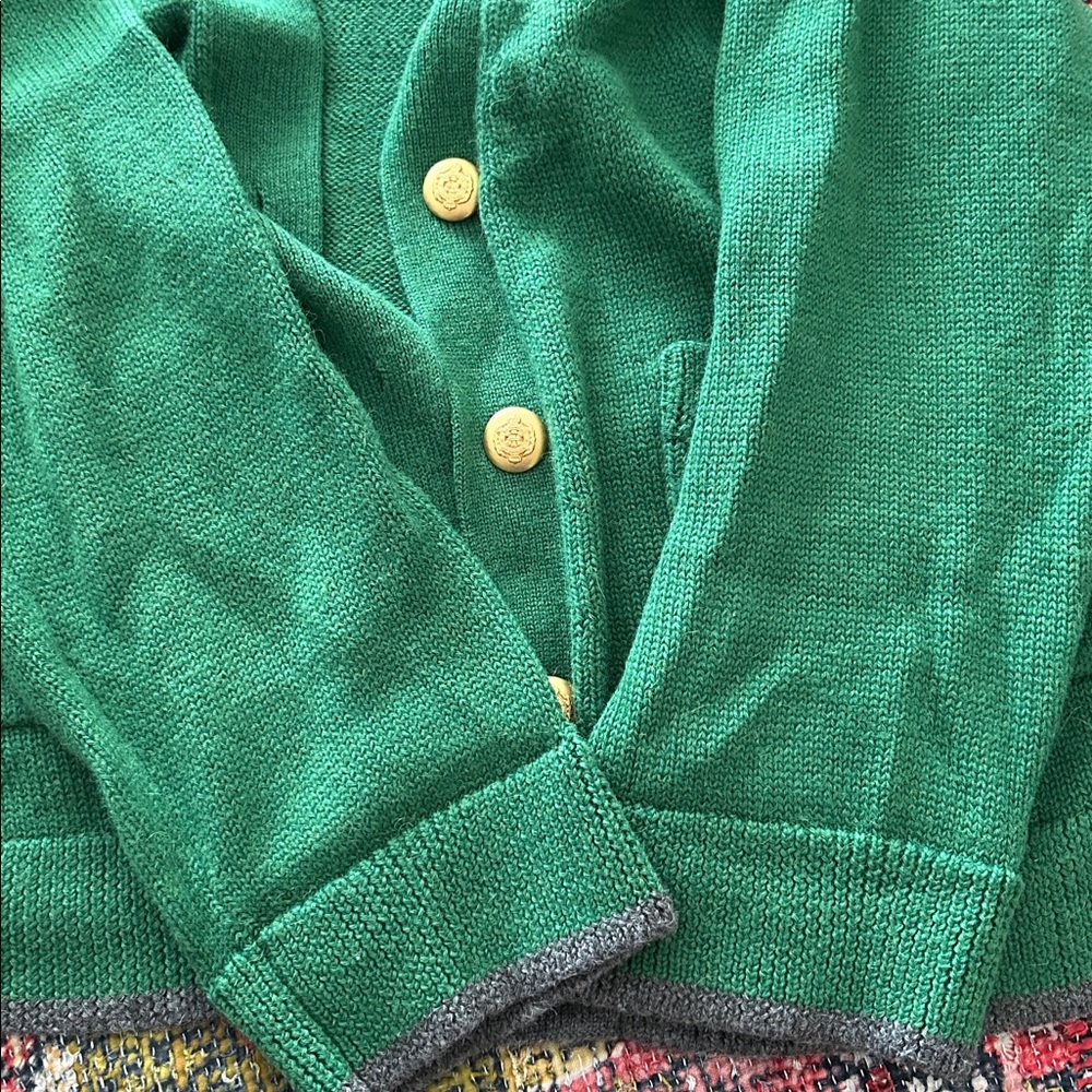 Clare V Oscar Cardigan Green with Gray Trim - Picture 8 of 11